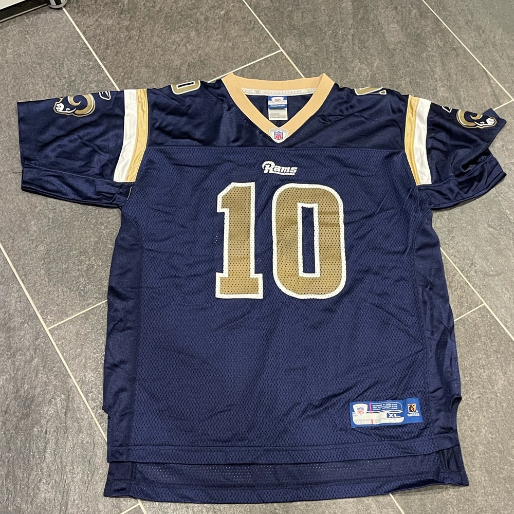 VINTAGE ST LOUIS RAMS Reebok Navy and Gold NFL Jersey